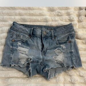 American Eagle Outfitters Blue Jean Shorts Distressed Cut-Off